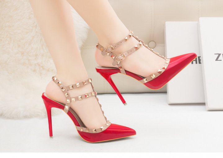 Metal sexy high-heeled shoes rivet nightclub shoes for women