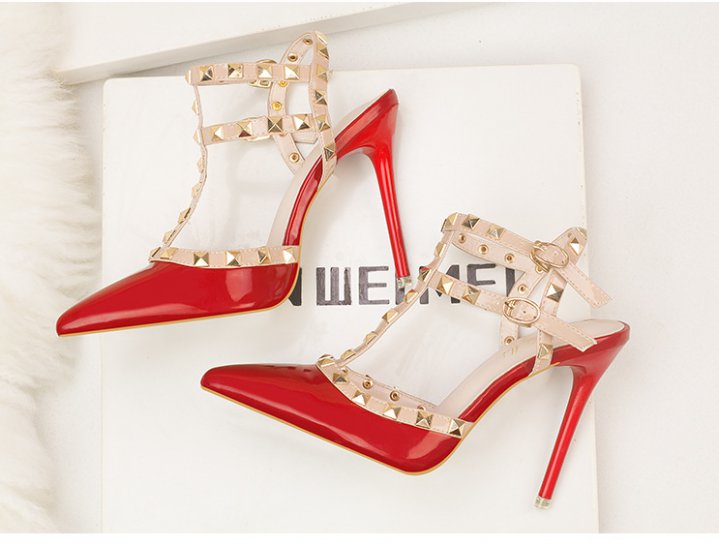 Metal sexy high-heeled shoes rivet nightclub shoes for women