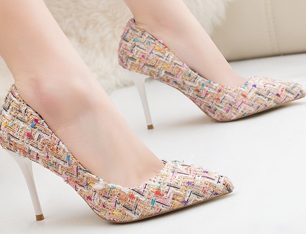 Fine-root slim shoes pointed woolen high-heeled shoes