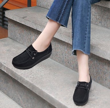 Genuine leather shoes platform shoes for women
