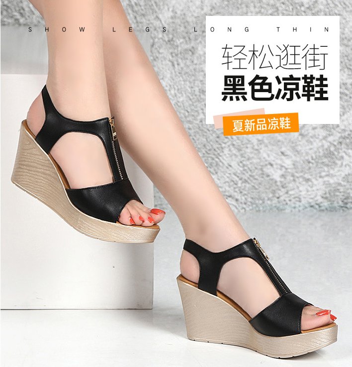 High-heeled fish mouth sandals Korean style platform