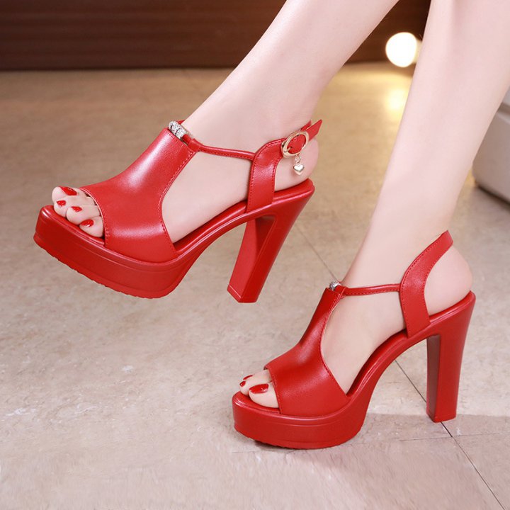 Korean style summer platform thick high-heeled shoes