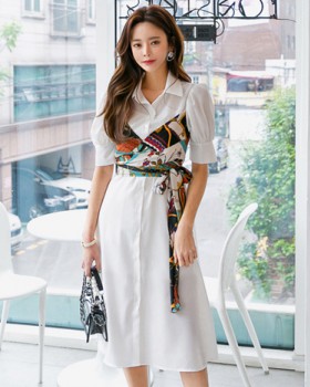 Summer Korean style slim Pseudo-two dress for women