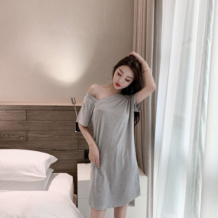 Loose pajamas short sleeve night dress for women