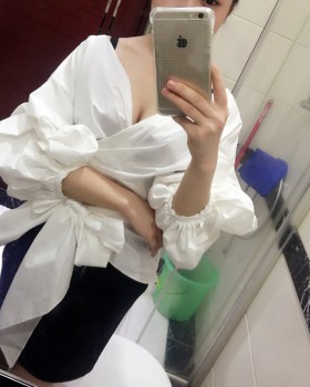 Large yard puff sleeve bandage sexy tops for women