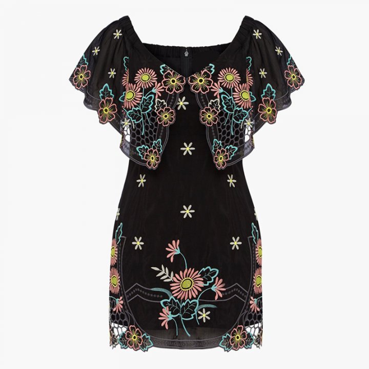 Flowers temperament T-back irregular dress for women