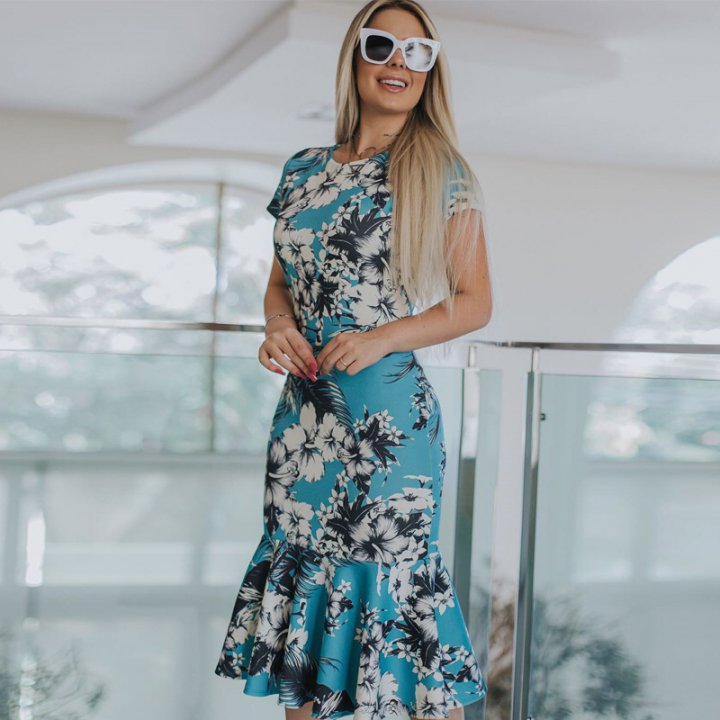 Printing sexy European style package hip dress