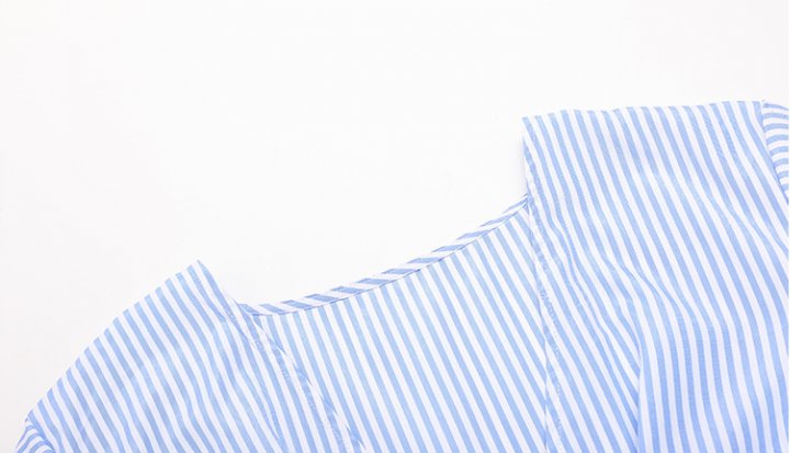 Stripe dovetail summer tops irregular V-neck shirt for women