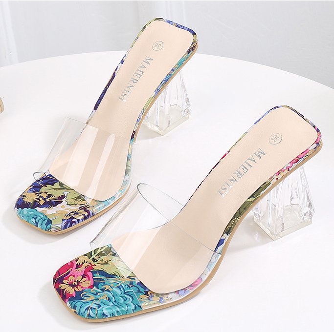 Crystal slippers summer high-heeled shoes