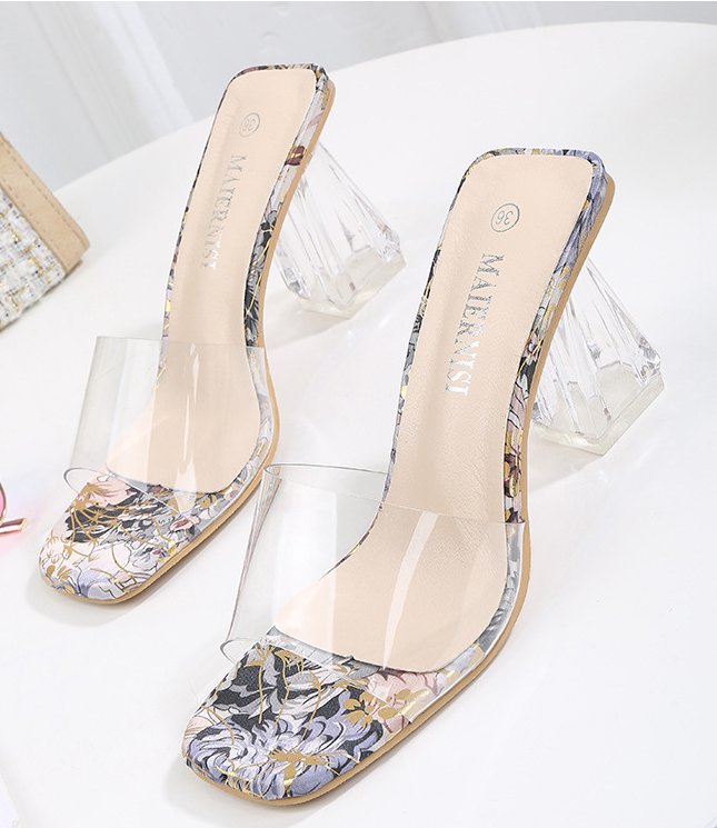 Crystal slippers summer high-heeled shoes