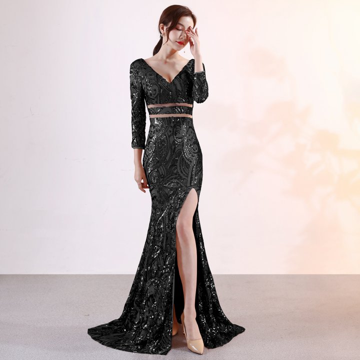Slim sexy annual meeting evening dress for women