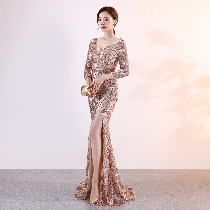 Slim sexy annual meeting evening dress for women