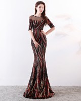 Annual meeting ladies long sequins formal dress for women