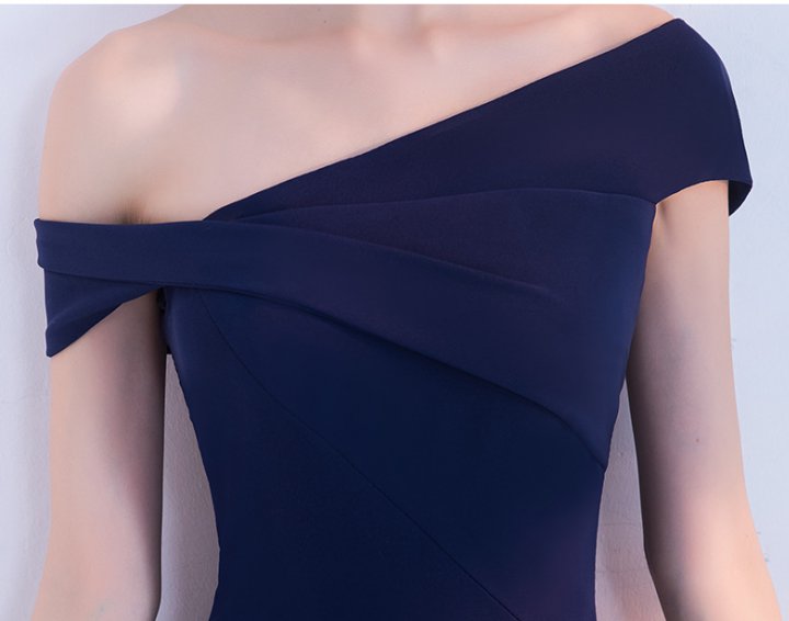Sexy flat shoulder long evening dress for women