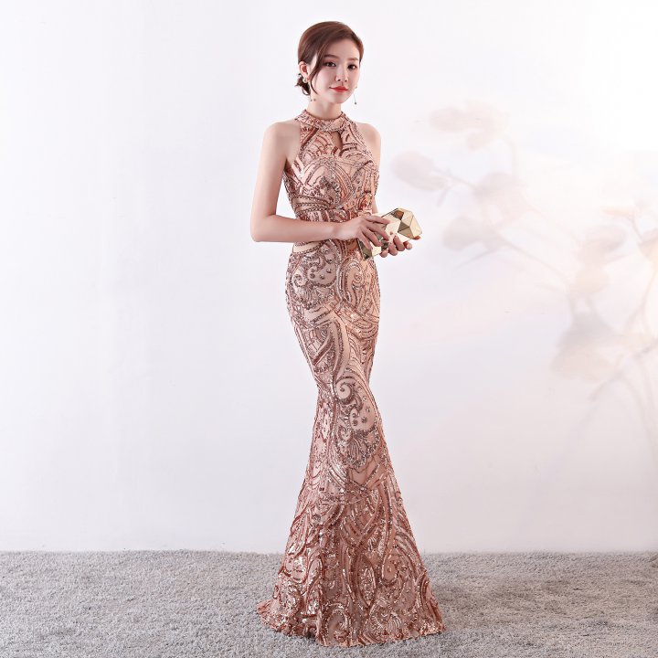 Sexy long banquet slim noble evening dress for women