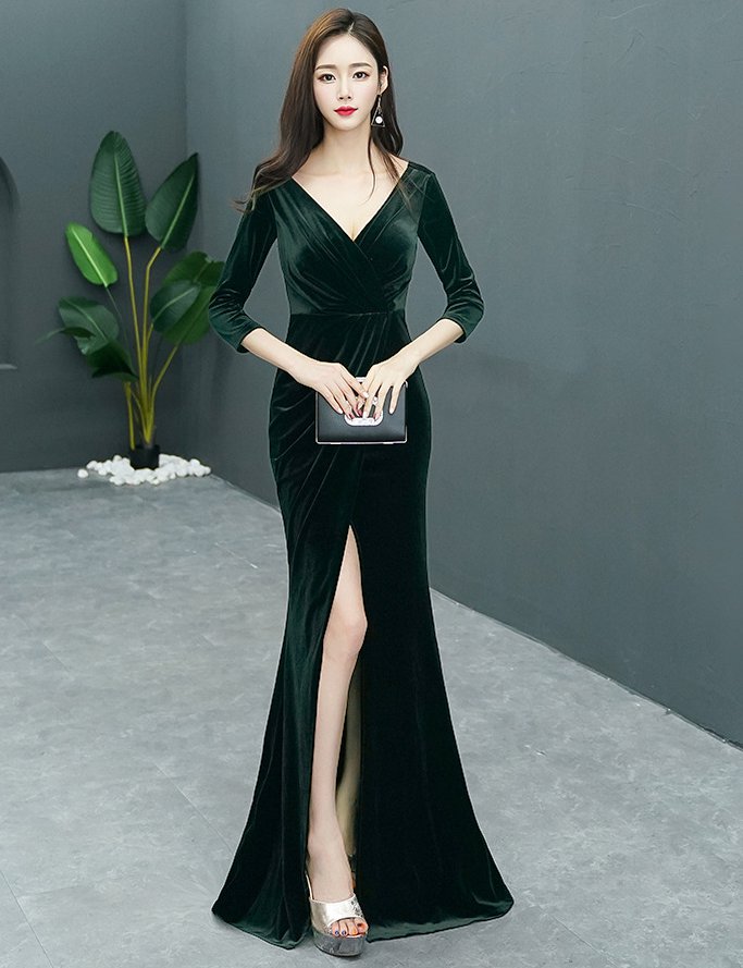 Noble black fashion mermaid evening dress for women