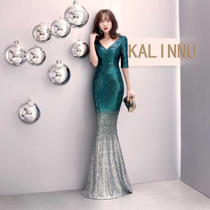 Noble banquet elegant sexy mermaid evening dress for women