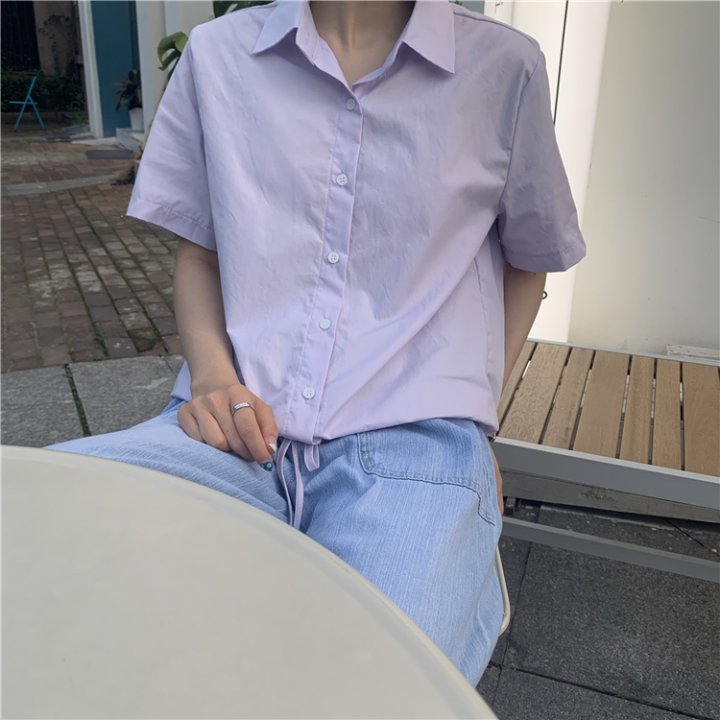 Pure summer all-match lapel Korean style shirt