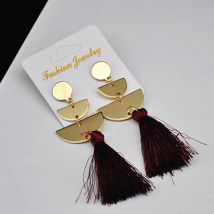 Metal semicircle ear-drop European style tassels earrings