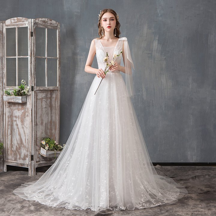 Lace starry sky slim light wedding dress for women