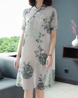 Silk slim noble cheongsam spring and summer real silk dress