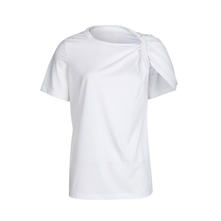 All-match round neck T-shirt pure tops for women