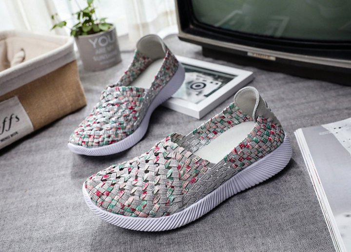Elastic band cozy weave flat large yard shoes for women