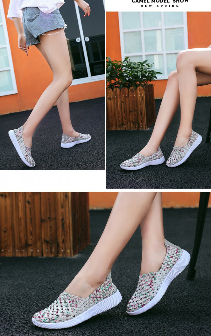 Elastic band cozy weave flat large yard shoes for women