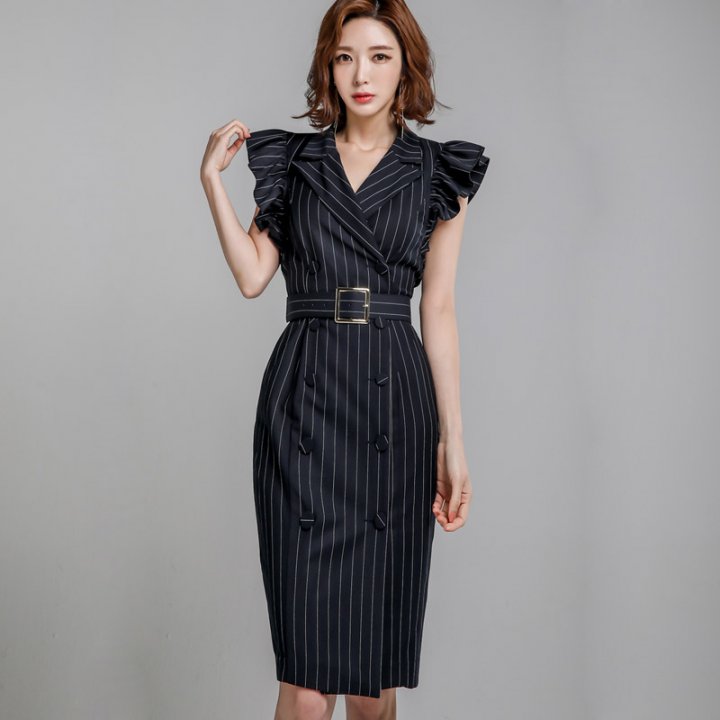 Summer temperament coat Korean style stripe business suit