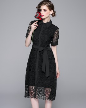 Pure temperament lace European style elegant frenum dress