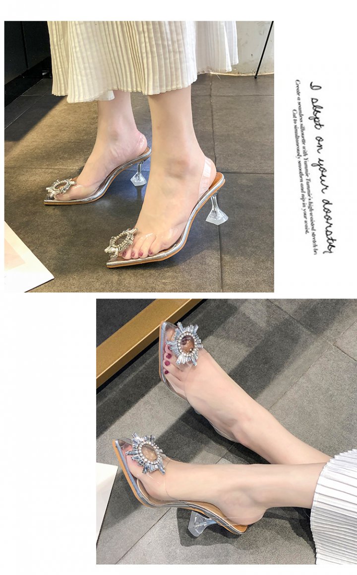 Rhinestone summer high-heeled shoes pointed sandals for women