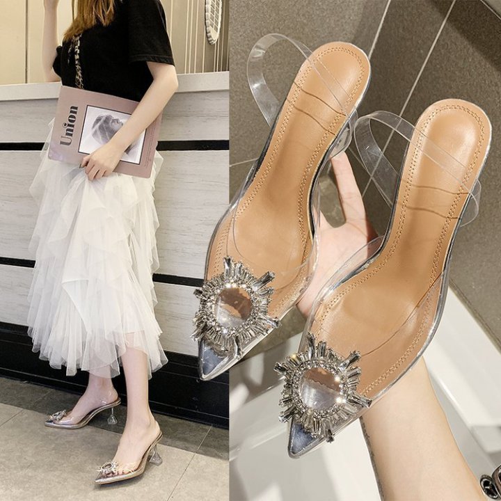 Rhinestone summer high-heeled shoes pointed sandals for women