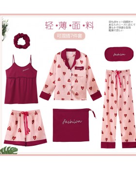 Lovely autumn and winter pajamas 7pcs set for women
