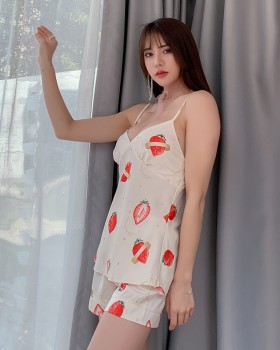 All-match sexy summer homewear strawberries sling pajamas