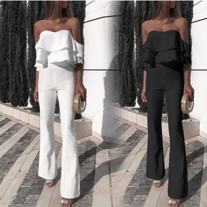 Sexy jumpsuit wrapped chest long pants