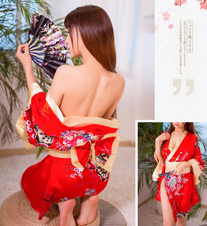 Sexy Japanese style kimono printing Sexy underwear a set