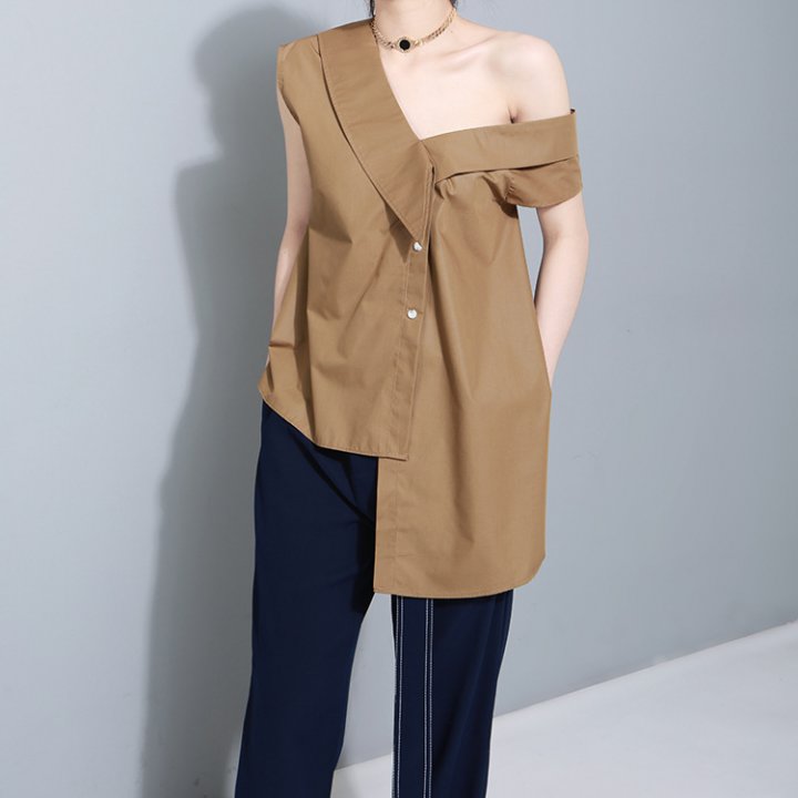 Korean style big bow shirt irregular tops for women