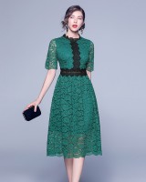 Spring lace splice crochet hollow dress