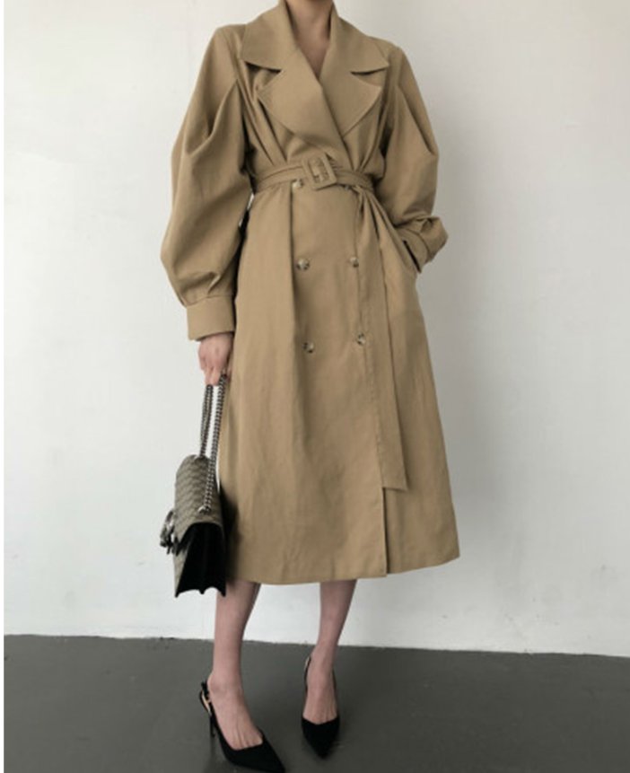 Casual loose coat British style windbreaker for women