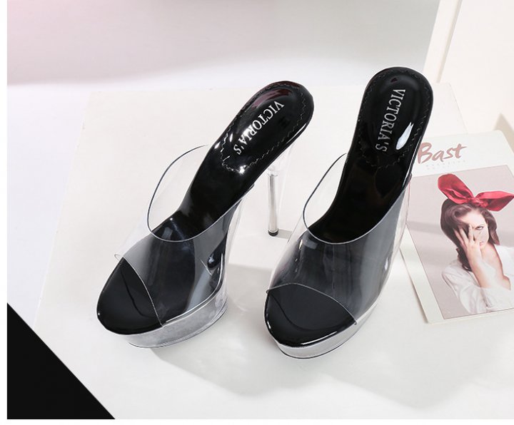 Catwalk slippers crystal high-heeled shoes for women