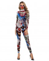Printing halloween clown jumpsuit