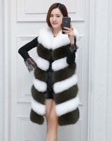 Slim mixed colors waistcoat fox fur vest for women