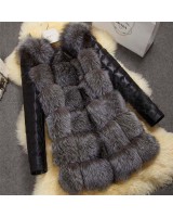 Imitation of fox fur coat long fur coat for women