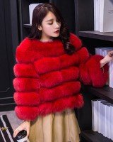 Short splice coat slim fur coat for women