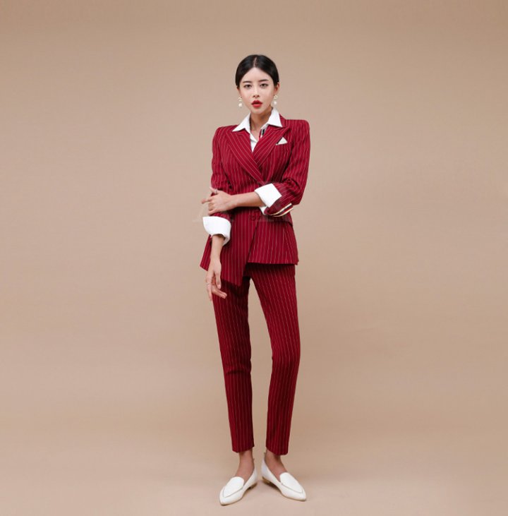 Stripe business suit temperament coat a set for women