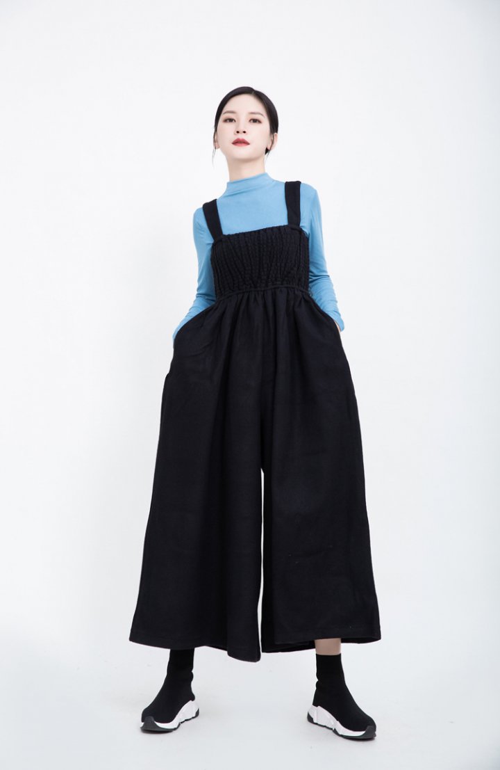 Autumn and winter large woolen loose wide leg pants