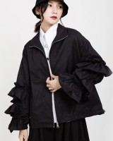 Autumn windproof jacket wood ear coat for women