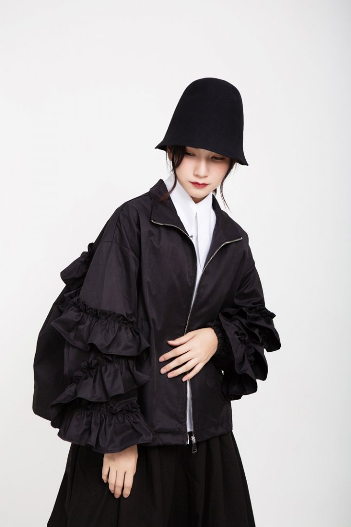 Autumn windproof jacket wood ear coat for women
