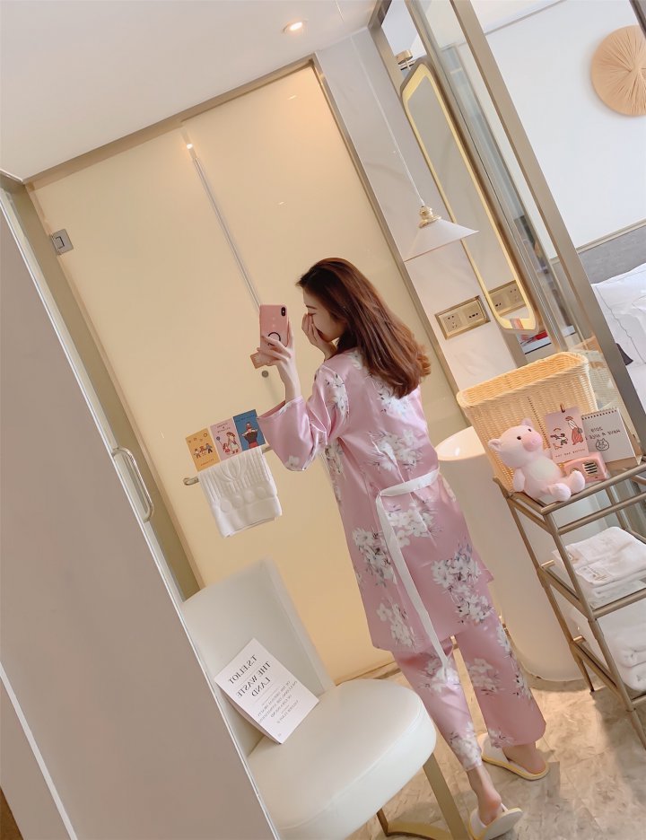 Sexy pajamas sling long pants 3pcs set for women