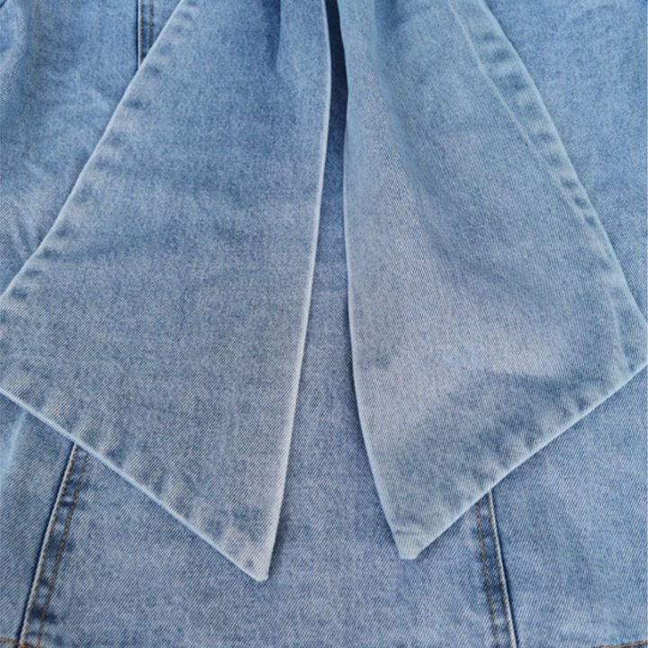 Catwalk all-match shirt back zip denim tops for women